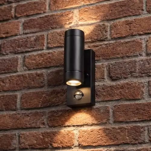 CGC Lighting Valentine Black Outdoor Up and Down GU10 Wall Light with PIR Motion Sensor – 1