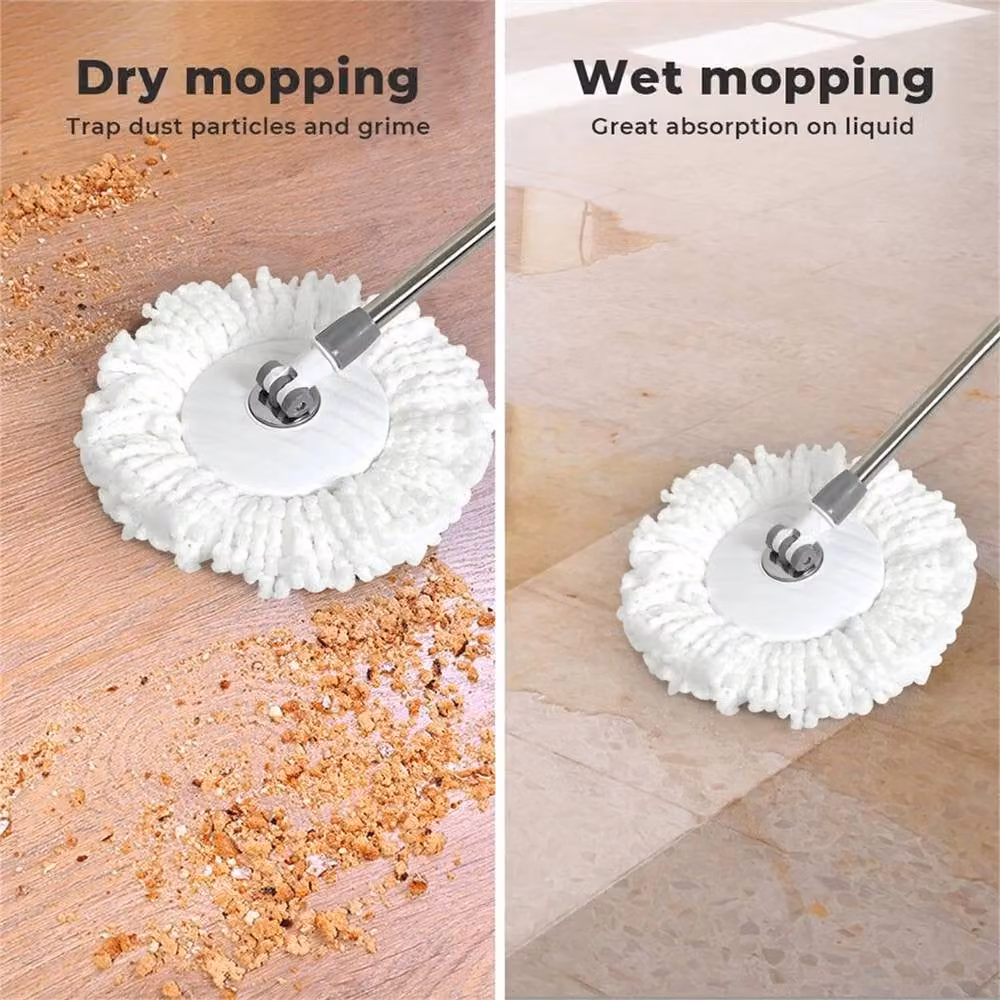 EONLION Black Rotating 2 Floor Mop Head Bucket Set with Wringer and Microfibre, Height: 100 cm – 2