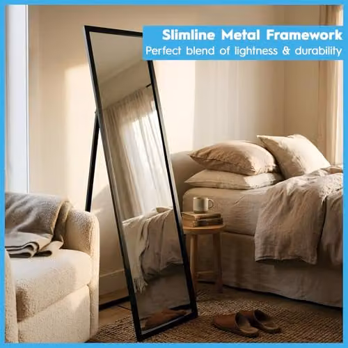 Harbour Housewares Rectangular Full-Length Freestanding Mirror in Black, H 137 cm x W 35.5 cm x D 45.5 cm – 7