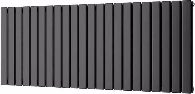 UK Radiators Typhoon Black Flat Tube Horizontal Designer Radiator, W: 149.6 cm, H: 60 cm