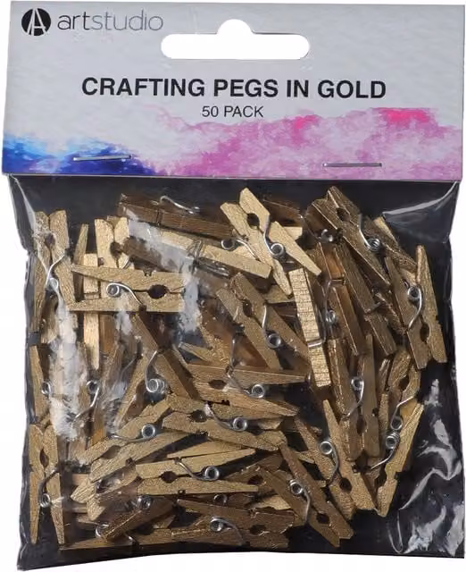Pack of 50 Gold Metal and Wood Crafting Pegs