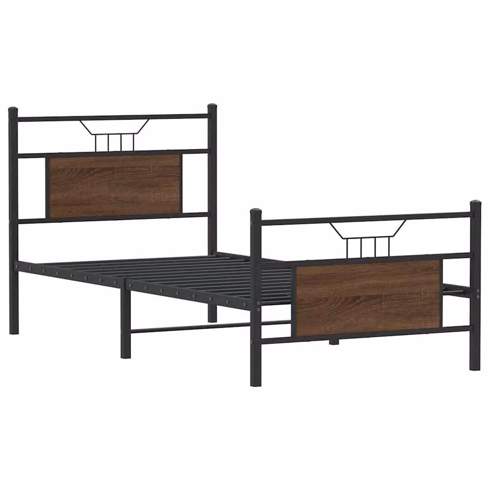 Berkfield Home Bed Frame in Brown Oak, W/D/H: 90 x 200 cm – 2