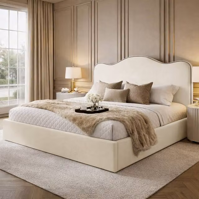 Desire Deco Angelito Single Ottoman Storage Bed Frame in Beige Plush Velvet