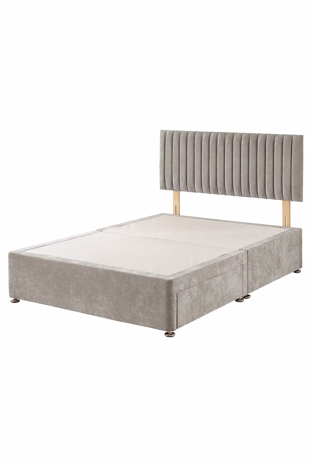 Aspire Grant Divan Bed with Strutted Headboard in Silver Grey Linen Fabric, W/D/H: 180 x 200 cm – 2