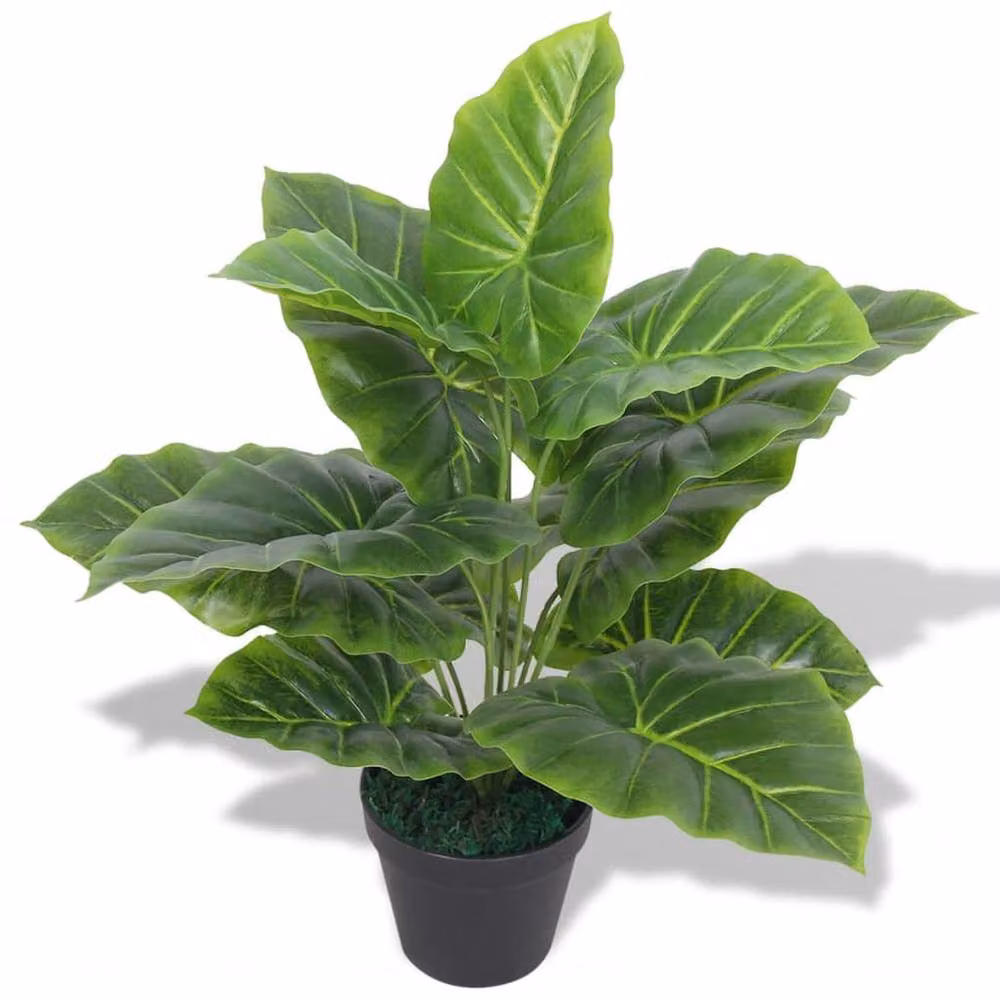 Berkfield Home Artificial Taro Potted Plant, Green, Height: 45 cm – 2