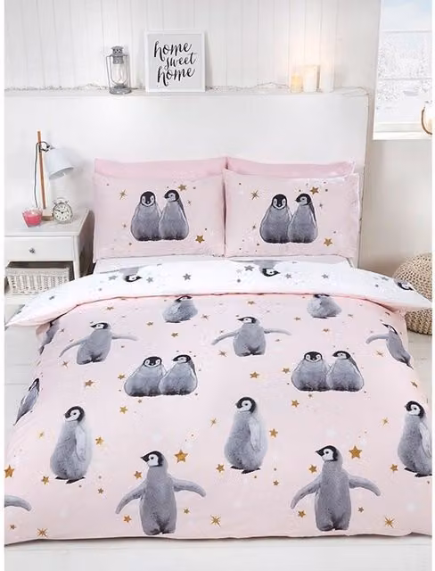 Rapport Reversible Pink Animal and Star Pattern Duvet Cover and Pillowcase Set, W/D/H: 200 x 220 cm and 140 x 200 cm