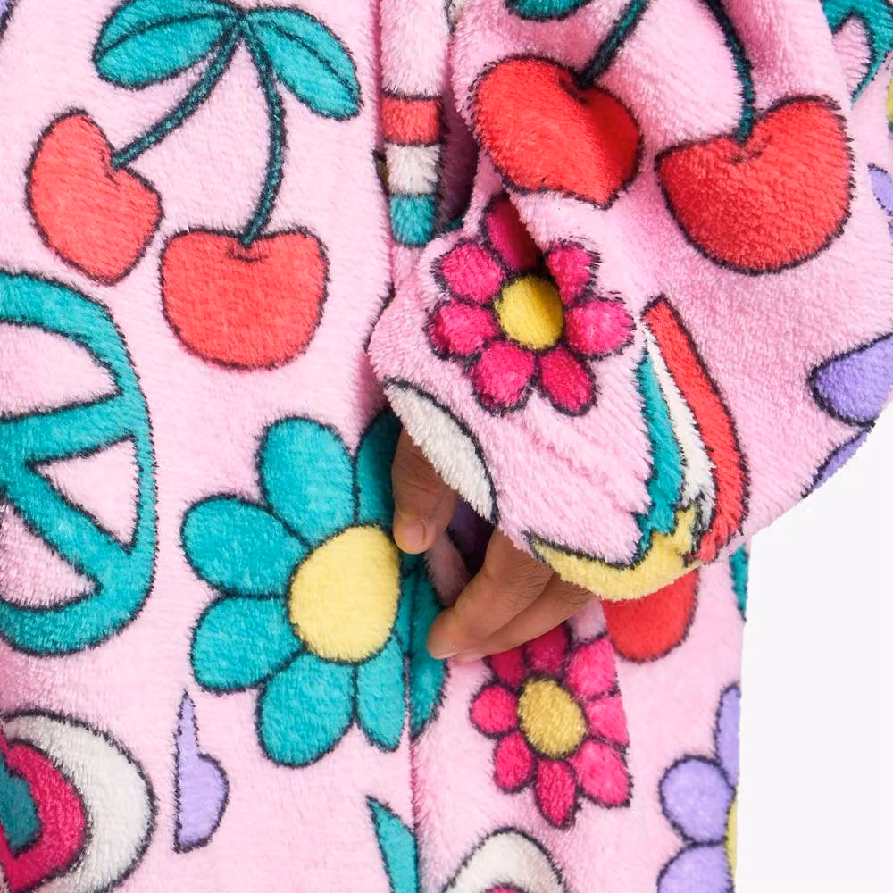 OHS Kids Positive Vibes Wearable Coral Fleece TV Blanket with Sleeves in Multicolour Floral – 2