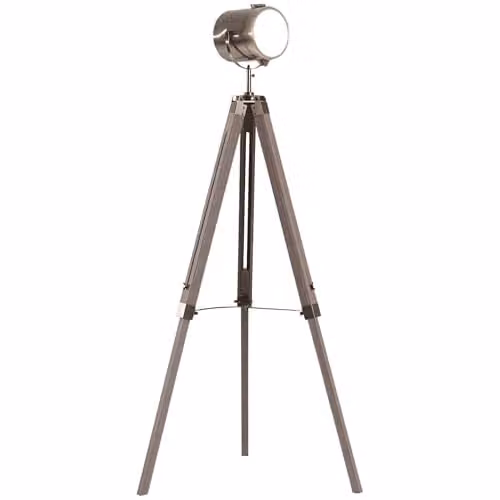 HOMCOM Industrial Tripod Floor Lamp with Adjustable Height and E14 Socket in Bronze and Wood – 1