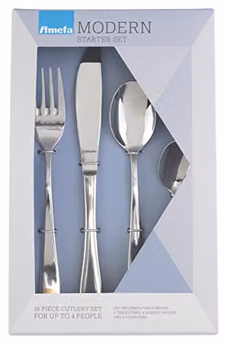 Amefa Monogram Sure 16 Piece Stainless Steel Cutlery Set for 4 in Silver with Polished Finish – 2