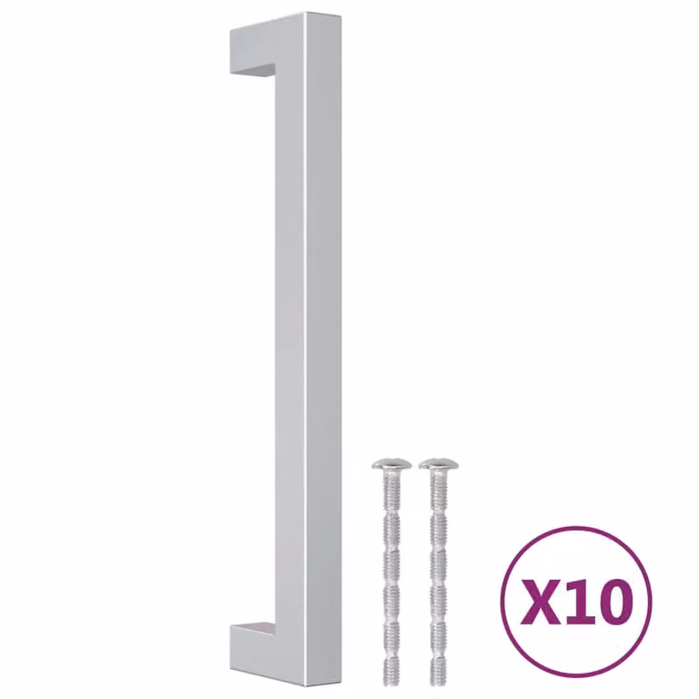 Berkfield Home 10 pack of silver brushed stainless steel bar cabinet handles, 160 mm