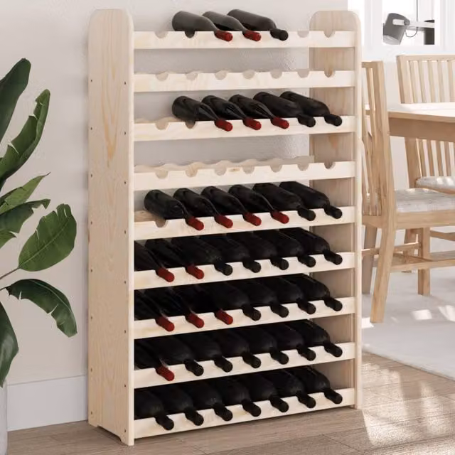 Berkfield Home Rustic Solid Pine Wine Rack, Brown, W/D/H: 72.5 x 25 x 111.5 cm – 1