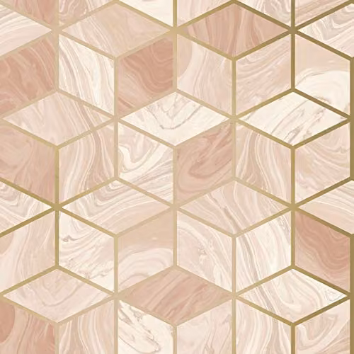 Rasch Geometric Abstract Pink Wallpaper with Modern 3D Design