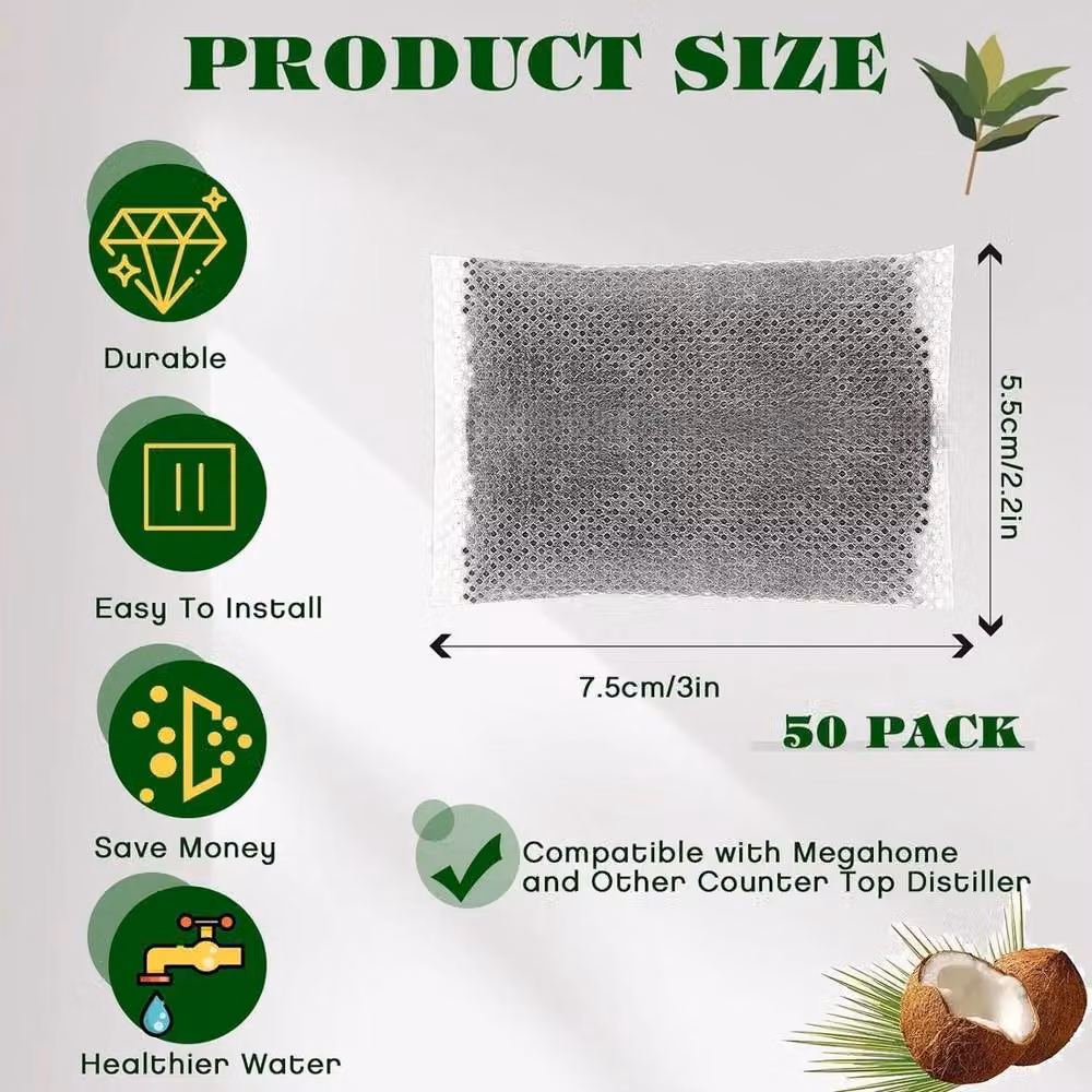 NESTLUNE 50 Pack Activated Carbon Charcoal Filter Bags in Grey, W/D/H: 15 x 15 x 100 cm – 2
