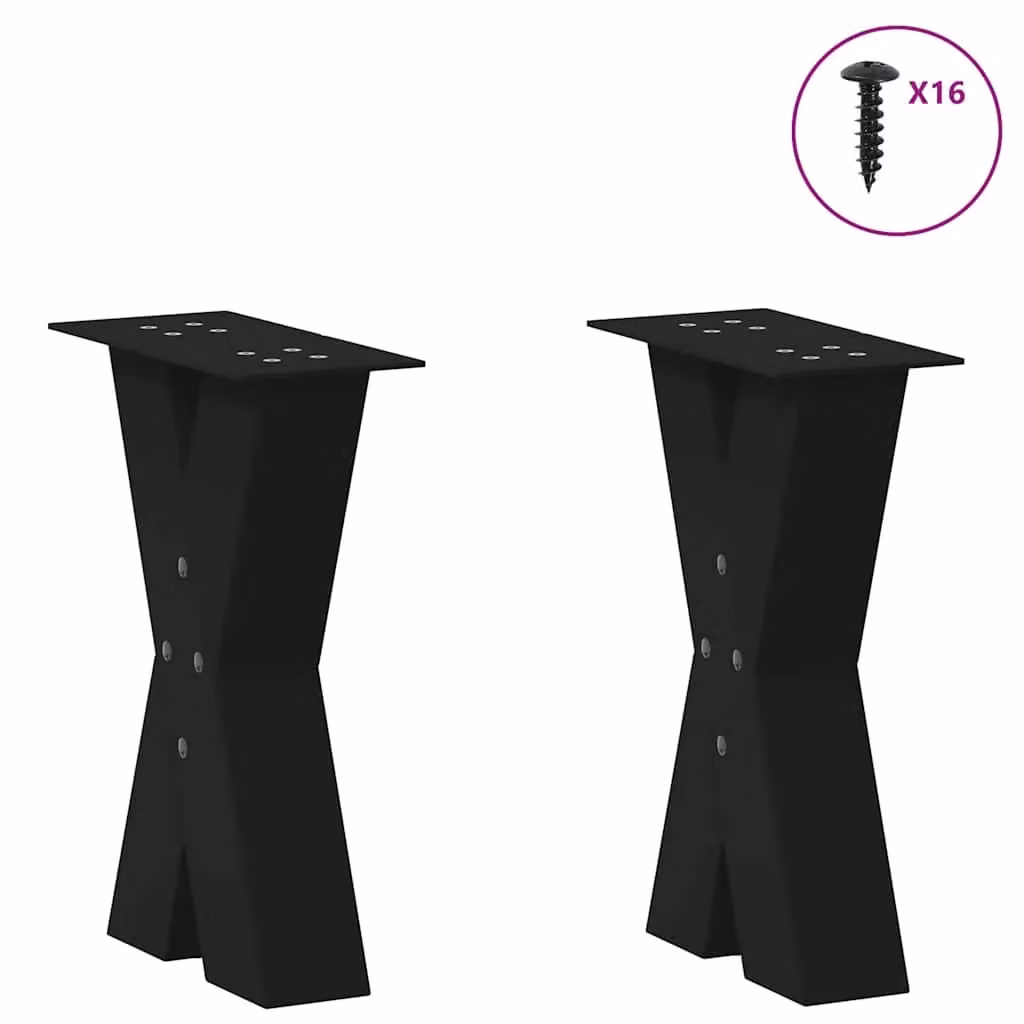 Berkfield Home X-Shaped Coffee Table Legs, 2 Piece Set, Black Steel, W: 28 cm, H: 42-43 cm – 2