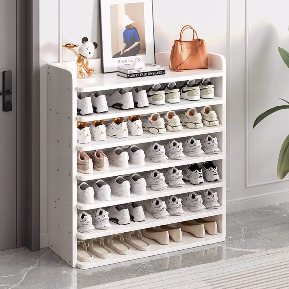 Living and Home 7-Tier Shoe Rack Cabinet in White, Width: 82 cm – 2