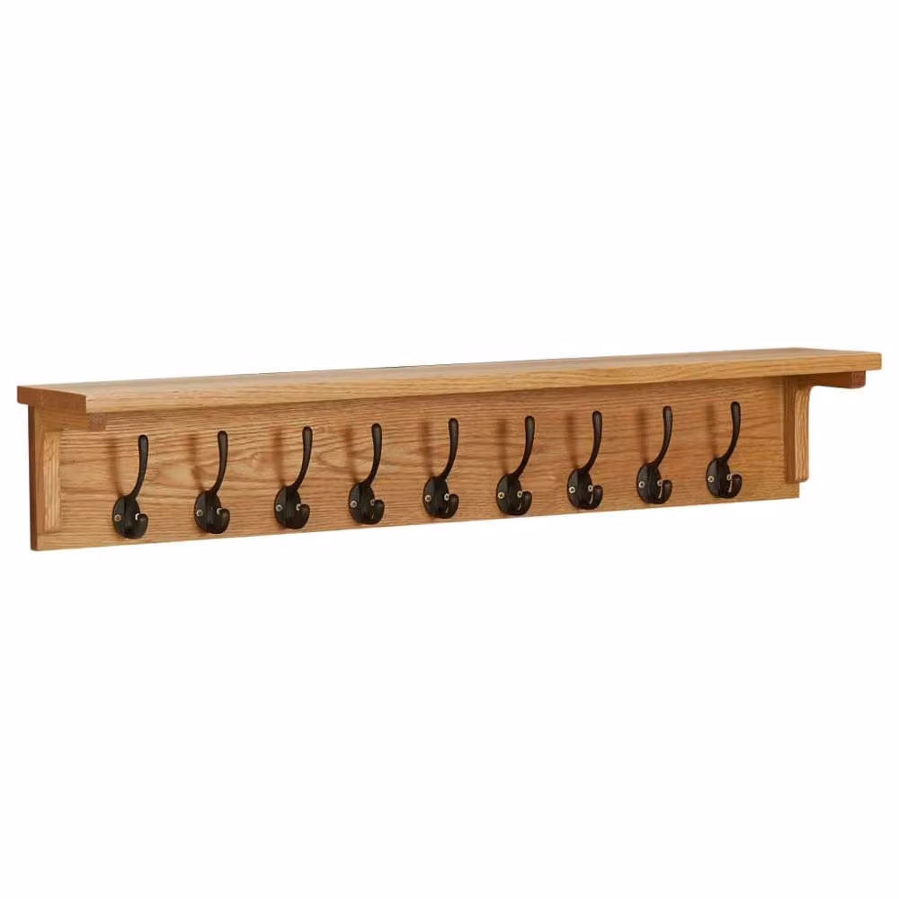 Berkfield Home Rustic Solid Oak Coat Rack in Brown, W/D/H: 90 x 16 x 16 cm – 2