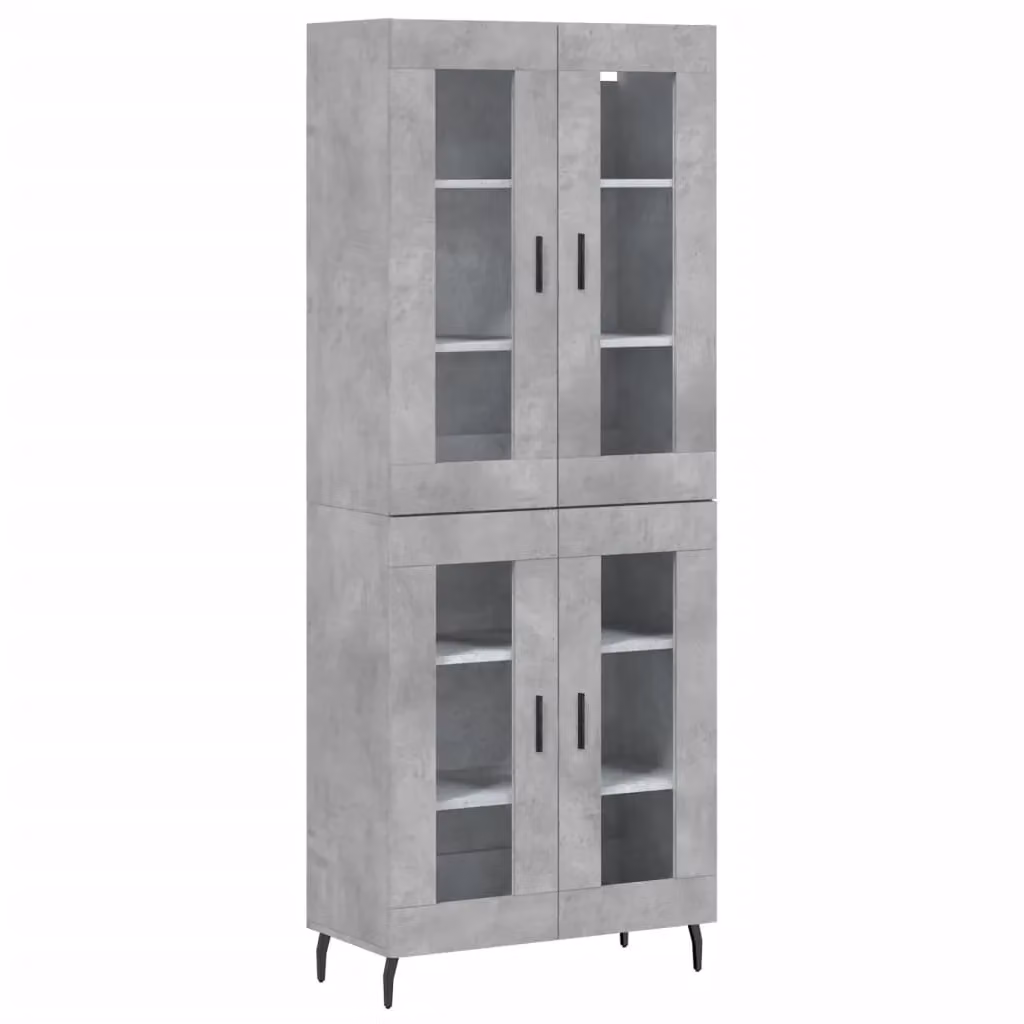 Berkfield Home Highboard in Concrete Grey with Glass Doors, W: 69.5 cm, D: 34 cm, H: 180 cm – 2