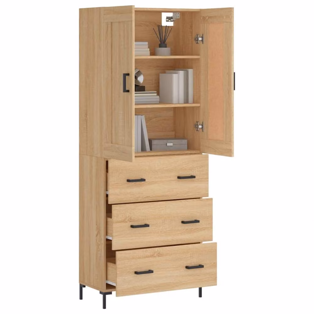 Berkfield Home Sonoma Oak Highboard in Brown, W/D/H: 69.5 x 34 x 180 cm – 2