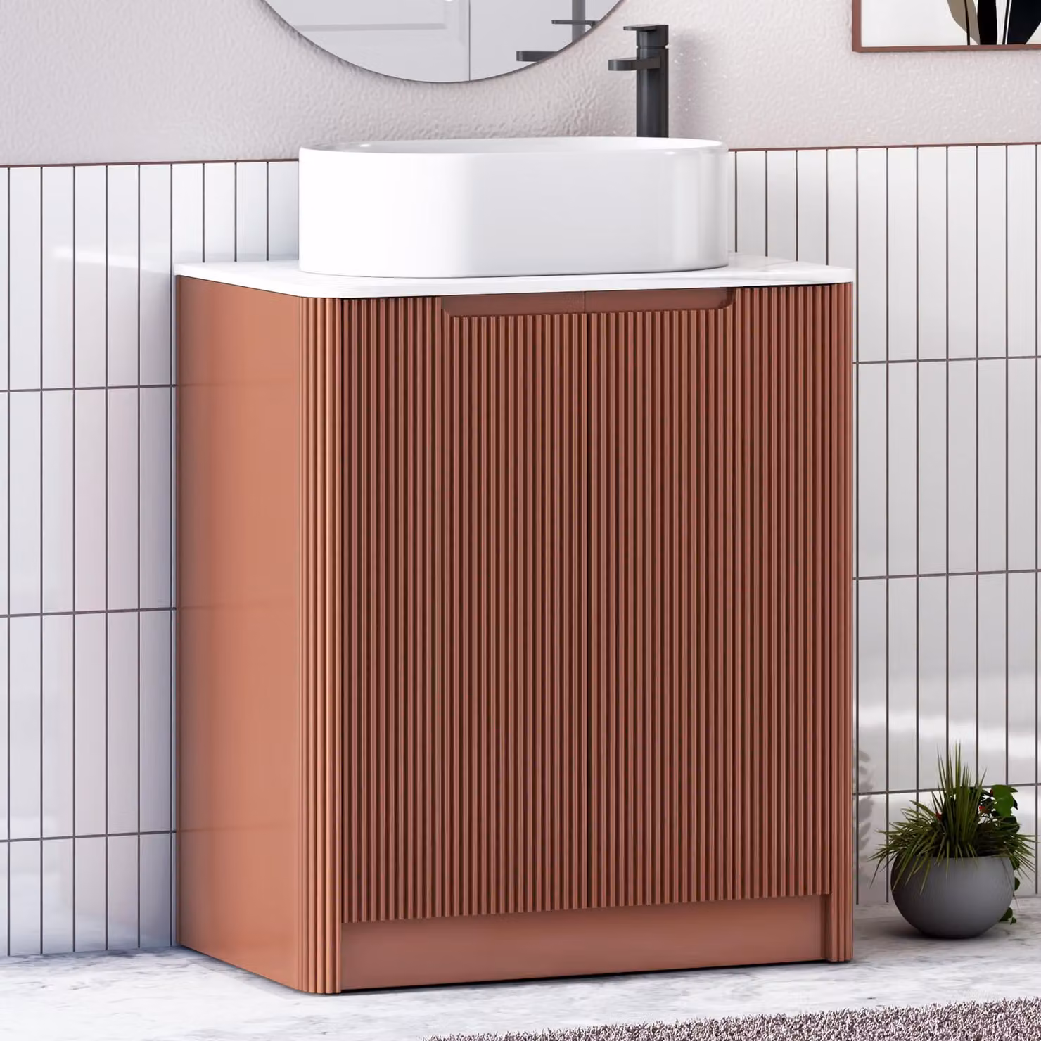 Royal Bathrooms Avenza 800mm Terracotta Clay Floor Standing 2 Door Vanity Unit with Peak Basin