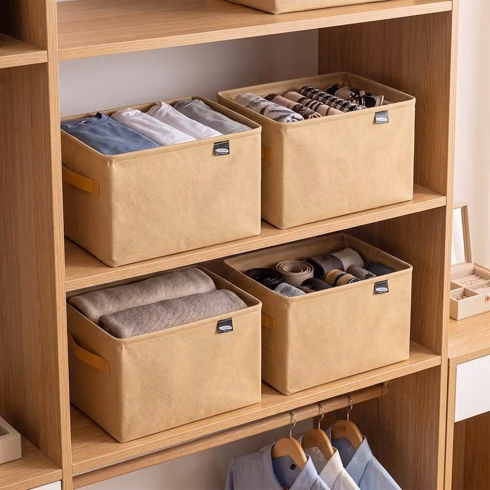 Kelvenix 8 Pack Brown Fabric Storage Bins with Handles – 2