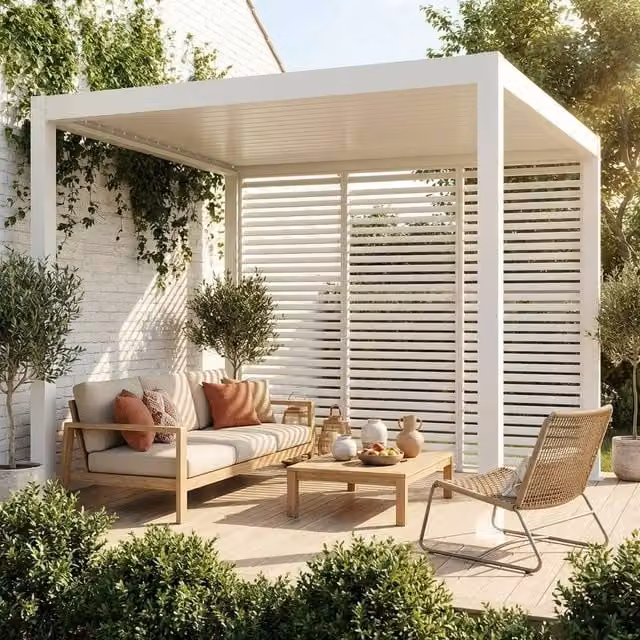 sweeek Set of 3 White Aluminium Louvres, 100cm, for Triomphe Bioclimatic Pergola V2 3x3m and 3x4m