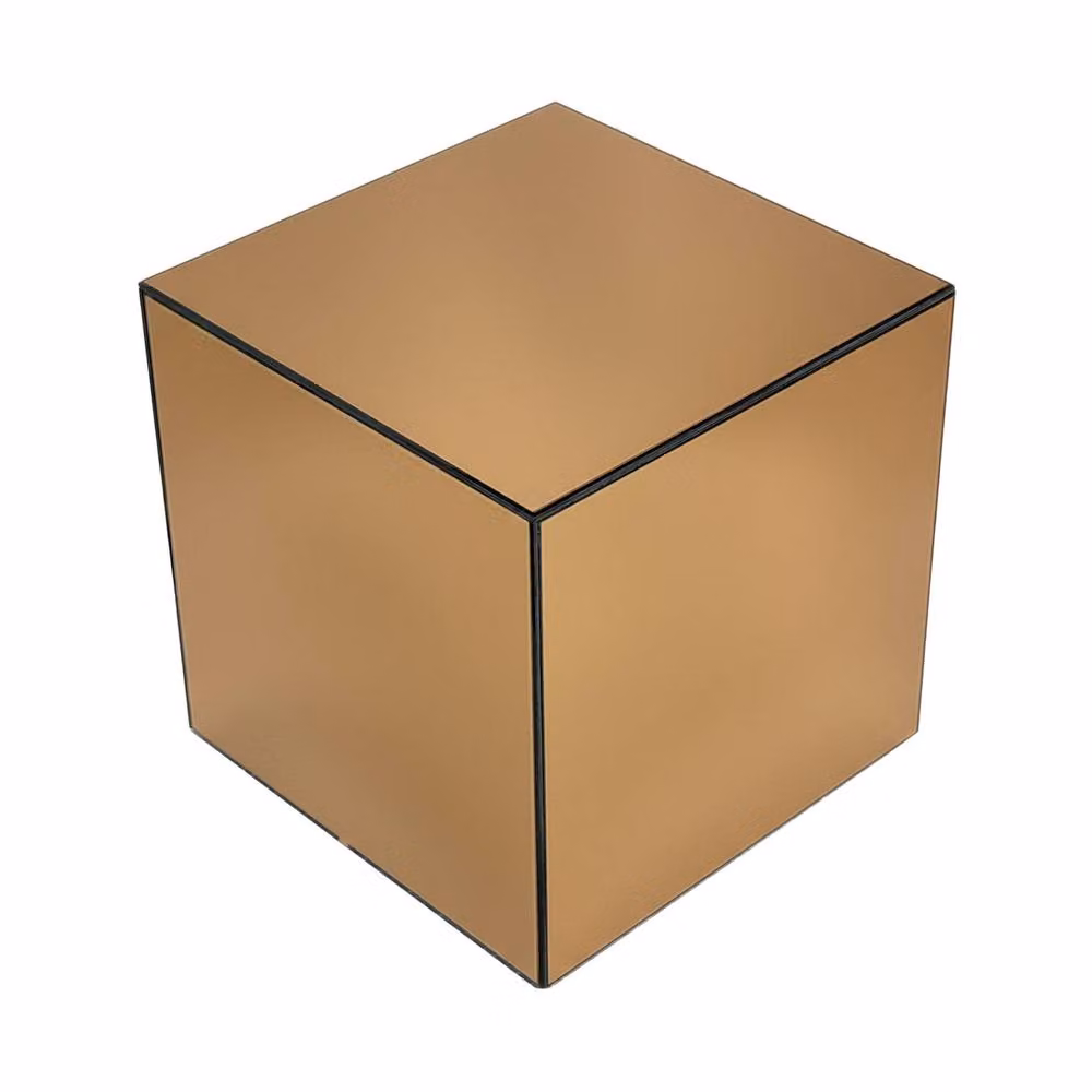 Sweekeek Amber and Gold Cubic Mirror Coffee Table, Side Table or Bedside Table, W/D/H: 40 x 40.8 x 40 cm – 2