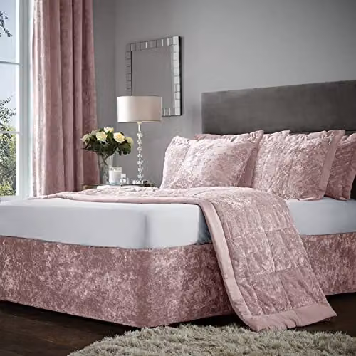 Catherine Lansfield Crushed Velvet King Divan Base Wrap in Pink – 3
