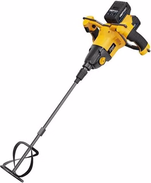 Vitrex Cordless Power Mixer 18V with 2 x 4.0Ah Li-Ion Batteries, CPM001, Yellow