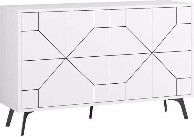 CALICOSY Dune 4-Door Modern Sideboard in White, Width: 123 cm – 1