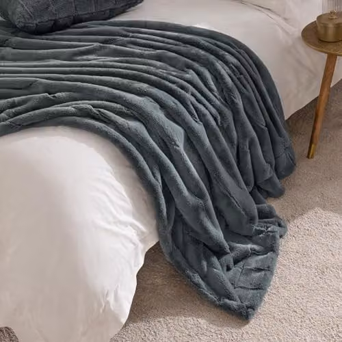 Paoletti Empress Faux Fur Throw in Grey, W/D/H: 130 x 180 cm – 4