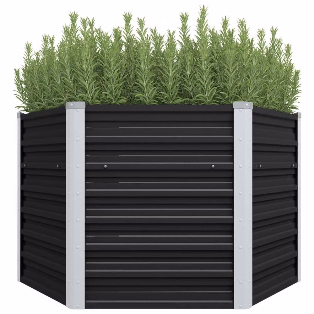 Berkfield Home Garden Anthracite and Black Galvanised Steel Raised Bed, W/D/H: 129 x 129 x 77 cm – 2