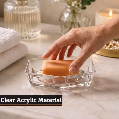 Orsina Geometric Acrylic Soap Dish in Transparent, W/D/H: 12 x 4 x 15 cm – 4