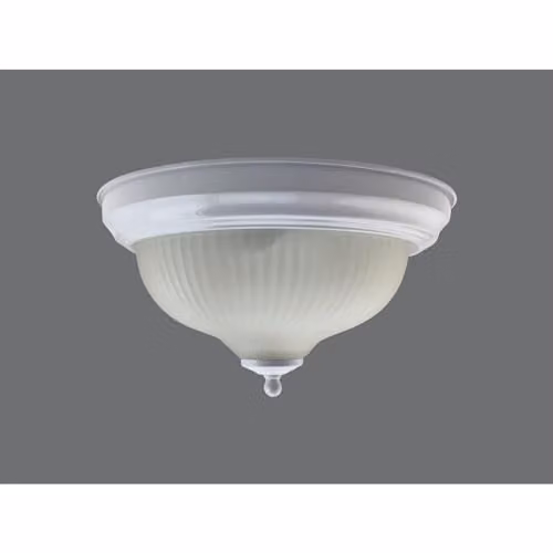 Netlighting White Modern Flush Fitting Ceiling Light with Glass Dome and Pull Chain – 2