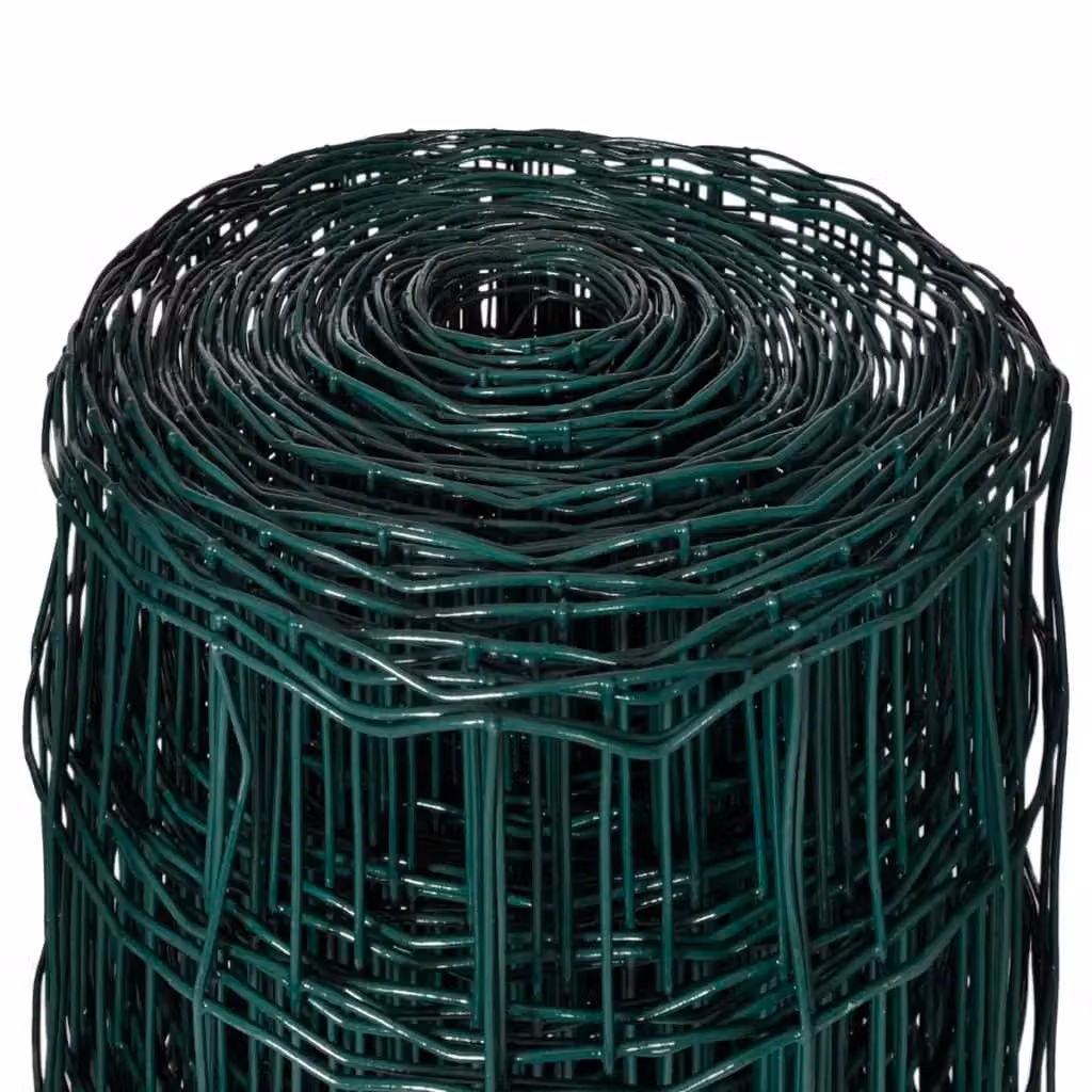 Berkfield Home Euro Fence PVC-Coated Steel Fencing, Green, W: 10 m – 4