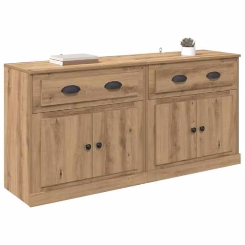vidaXL Set of 2 Modern Sideboards in Artisan Oak and Brown, W/D/H: 70 x 35.5 x 67.5 cm