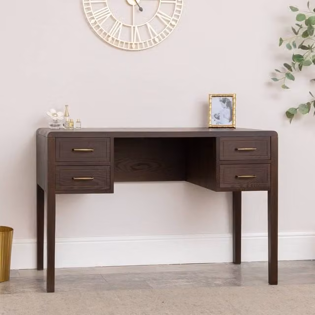 Melody Maison Kingsley Range 4 Drawer Dressing Table in Brown Oak Wood – 1