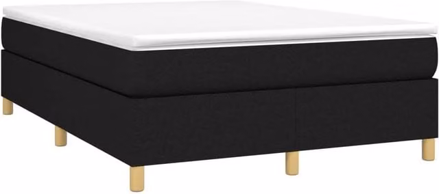 Berkfield Home Durable Box Spring Bed Frame in Black Fabric, W/D/H: 135 x 193 x 35 cm