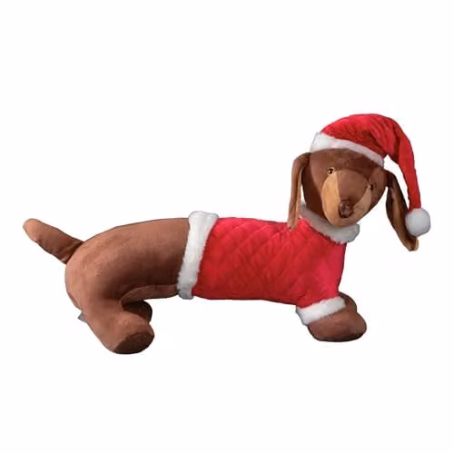Samuel ALEXANDER Donovan Dachshund Christmas Decoration, Red and White Plush Tabletop Animal – 4