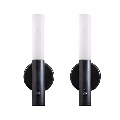ValueLights Set of 2 Black Rechargeable Portable Wall Lights with Motion Sensor and Warm White Night Light Function