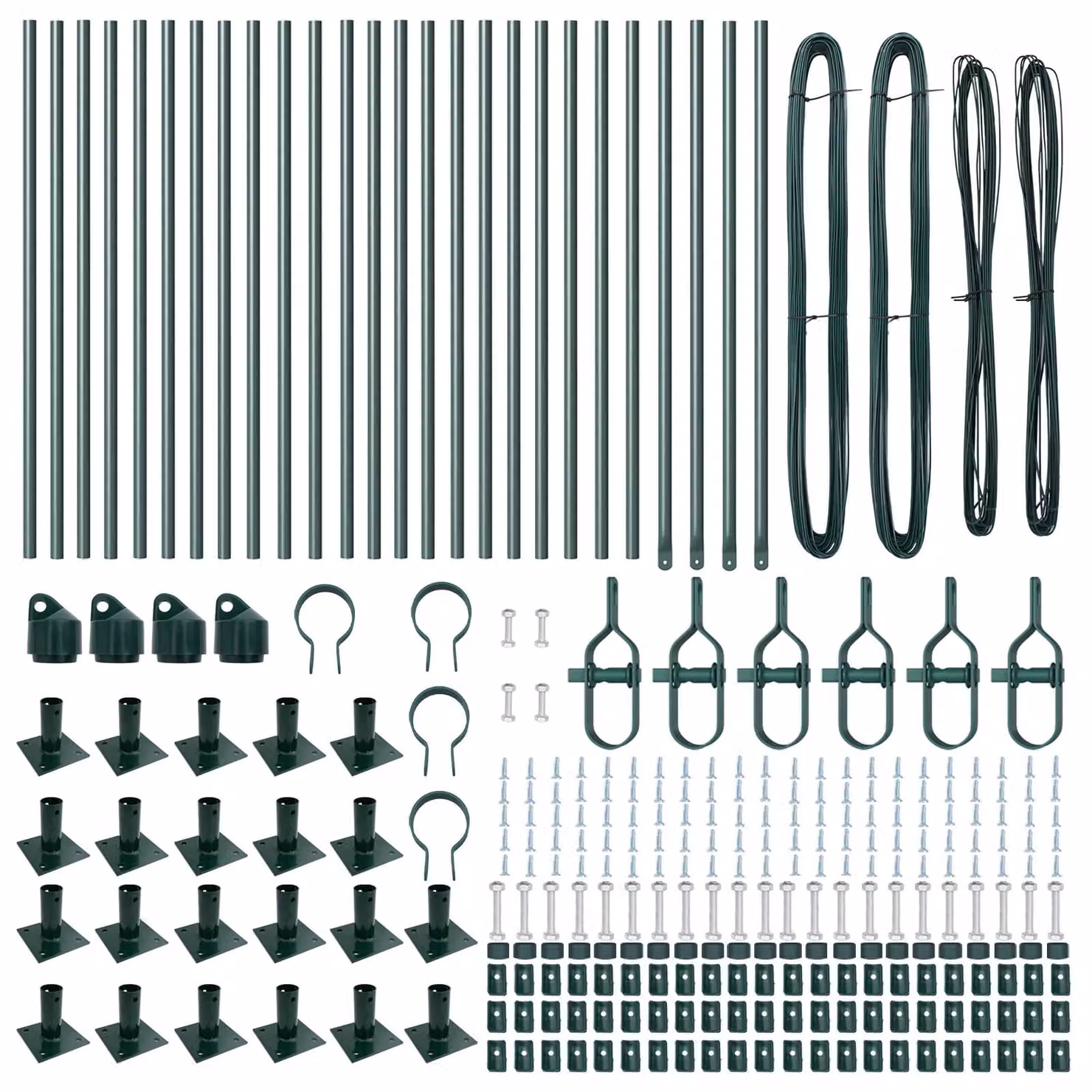 Berkfield Home Set of 26 Green Powder-Coated Steel Square Fence Posts, W/D/H: 3.2 x 3.2 x 50 cm – 3