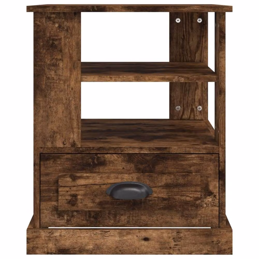 Berkfield Home Smoked Oak Side Table in Brown, W/D/H: 50 x 50 x 60 cm – 4