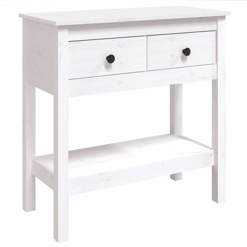 Berkfield Home Beautiful Console Table in White Solid Wood Pine, W/D/H: 75 x 35 x 75 cm – 2