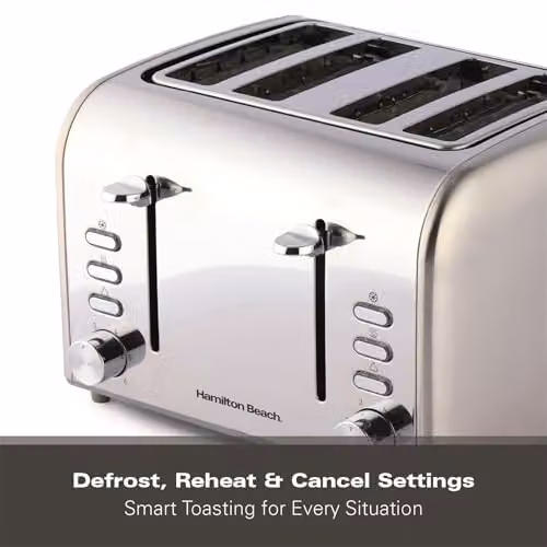 Hamilton Beach Rise 4 Slice Stainless Steel Toaster, 1600W, Silver – 3