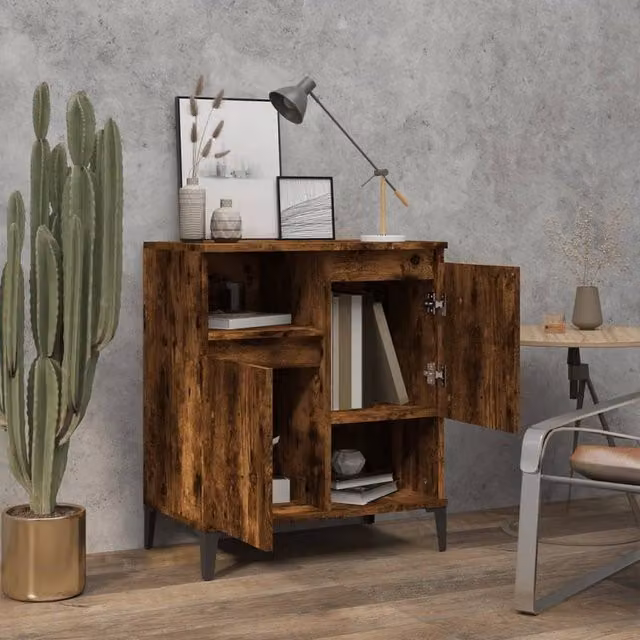 Berkfield Home Smoked Oak Sideboard in Brown, W/D/H: 60 x 35 x 70 cm