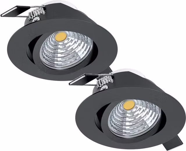 Loops 2 Pack Black Aluminium Round LED Wall and Ceiling Flush Downlights 6W 88mm – 1