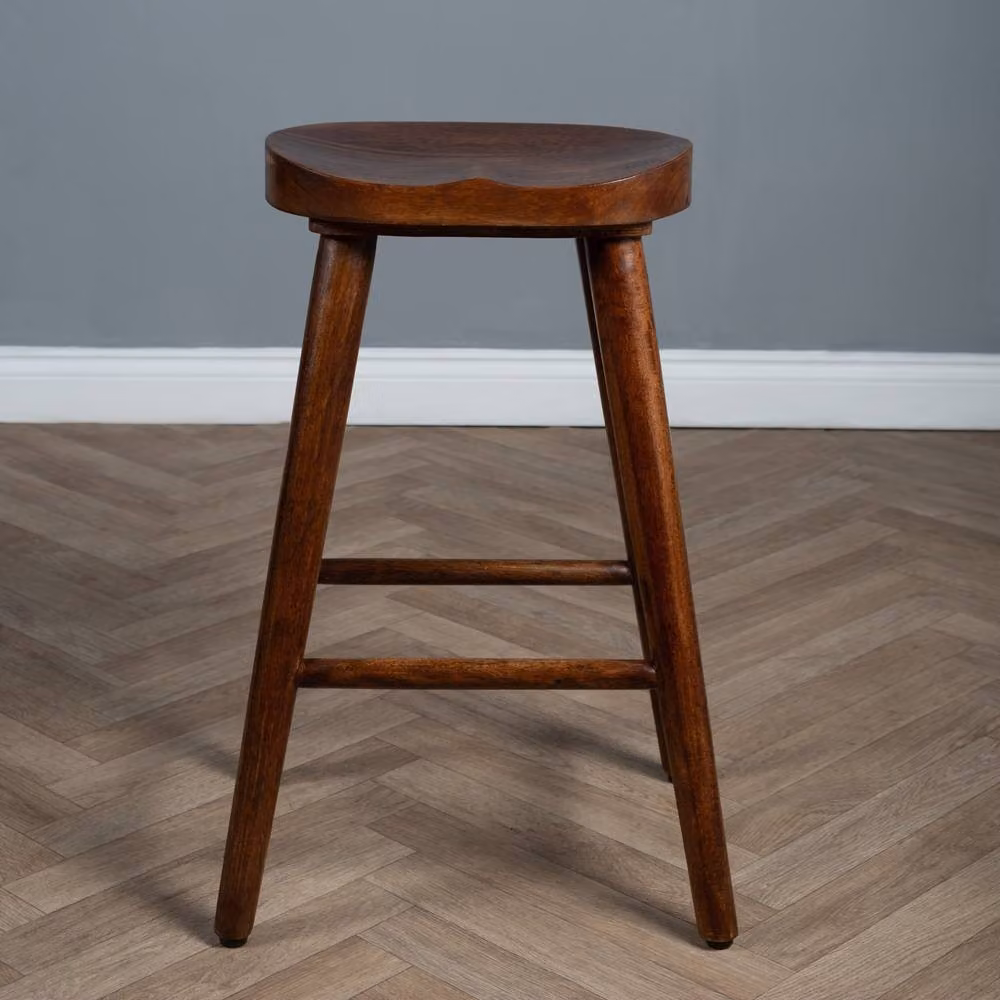 Elm Home And Garden Solid Mango Wood Breakfast Bar Stool in Dark Brown, W/D/H: 38 x 38 x 68 cm – 3