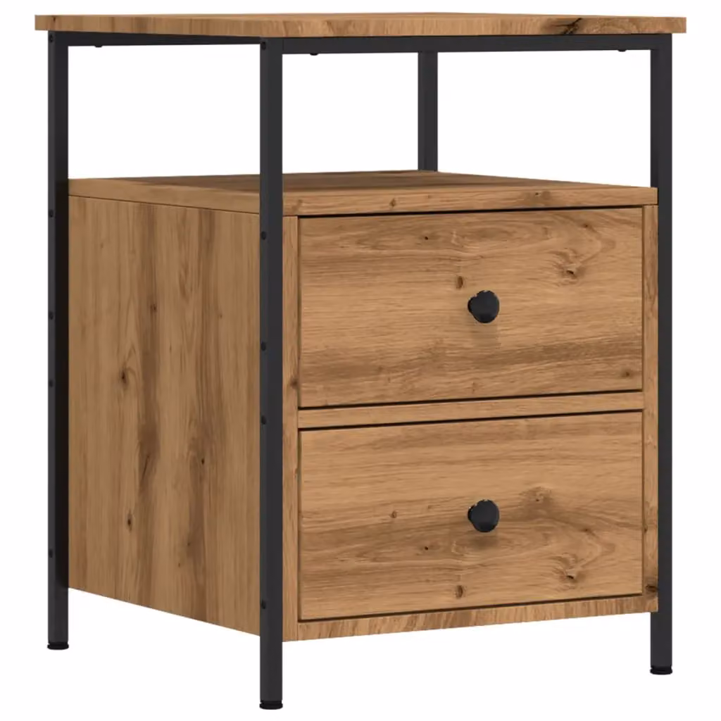 Berkfield Home Artisan Oak Bedside Cabinet in Brown, W: 44 cm, D: 45 cm, H: 60 cm – 2