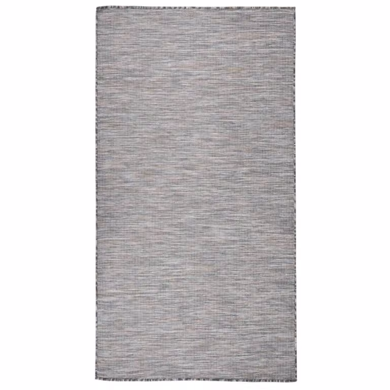 Berkfield Home Outdoor Flatweave Round Rug in Brown and Blue, Diameter: 80 cm
