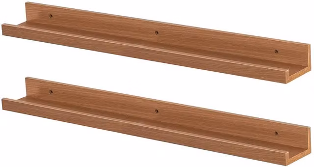 Harbour Housewares Pack of 2 Floating Picture Ledge Wall Shelves, Brown, Width: 57 cm – 3