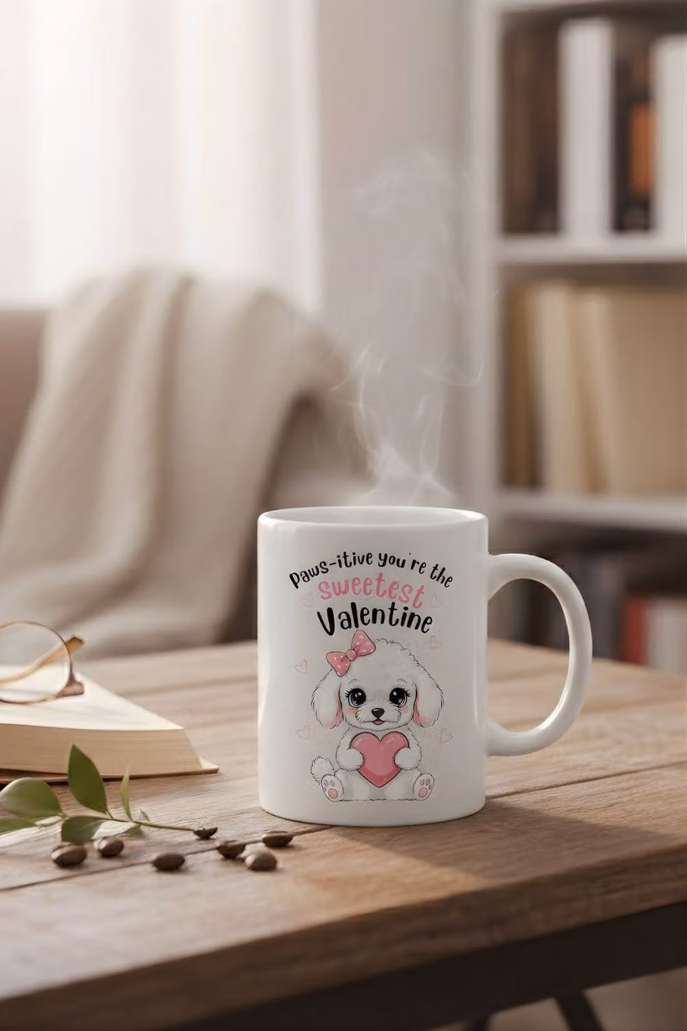Dyzi Pawsitive You're The Sweetest Valentine Printed Ceramic Mug in White – 2